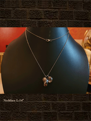 Sterling silver crystal quartz briolette and pyrite briolette necklace in black finish(gm wt-7gm) - Odara Jewellery