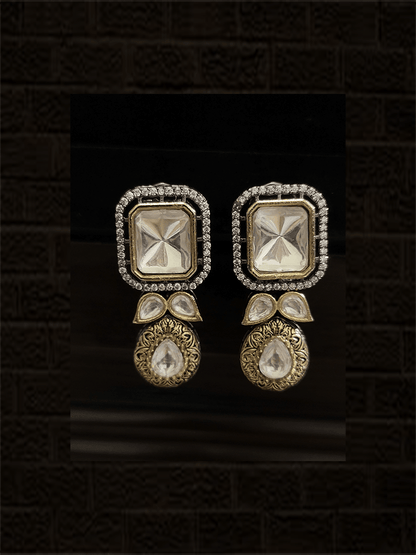 Uncut polki center piece with coloured stones in four strings set - Odara Jewellery