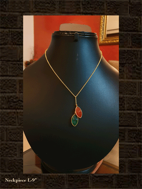 Red onyx and green onyx briolette sterling silver necklace(Gm wt-5.937gm) - Odara Jewellery