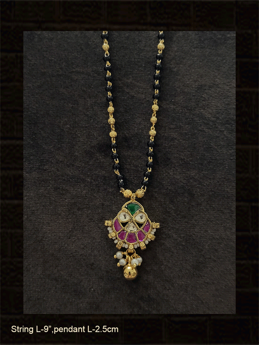 Paachi kundan flower leaf design mangalsutra - Odara Jewellery