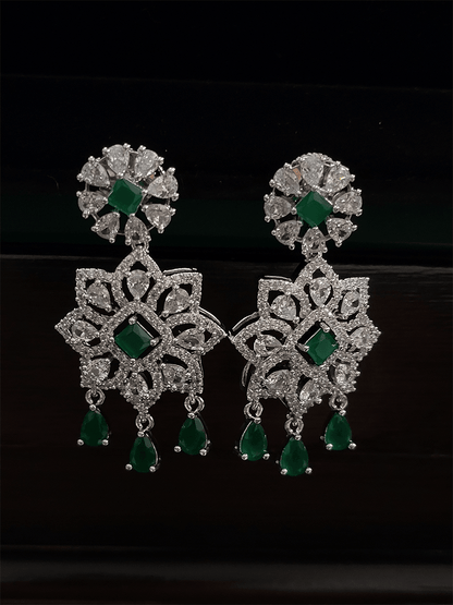 Coloured stone drops stylish AD choker set - Odara Jewellery