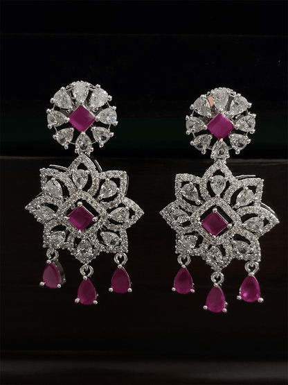 Coloured stone drops stylish AD choker set - Odara Jewellery