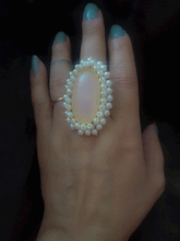 Load image into Gallery viewer, Natural stone adjustable rings with pearly cluster lace