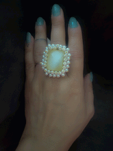 Load image into Gallery viewer, Natural stone adjustable rings with pearly cluster lace