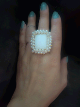 Load image into Gallery viewer, Natural stone adjustable rings with pearly cluster lace
