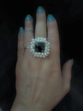 Load image into Gallery viewer, Natural stone adjustable rings with pearly cluster lace