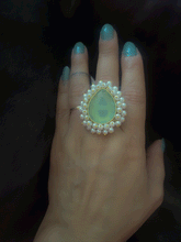 Load image into Gallery viewer, Natural stone adjustable rings with pearly cluster lace