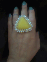Load image into Gallery viewer, Natural stone adjustable rings with pearly cluster lace
