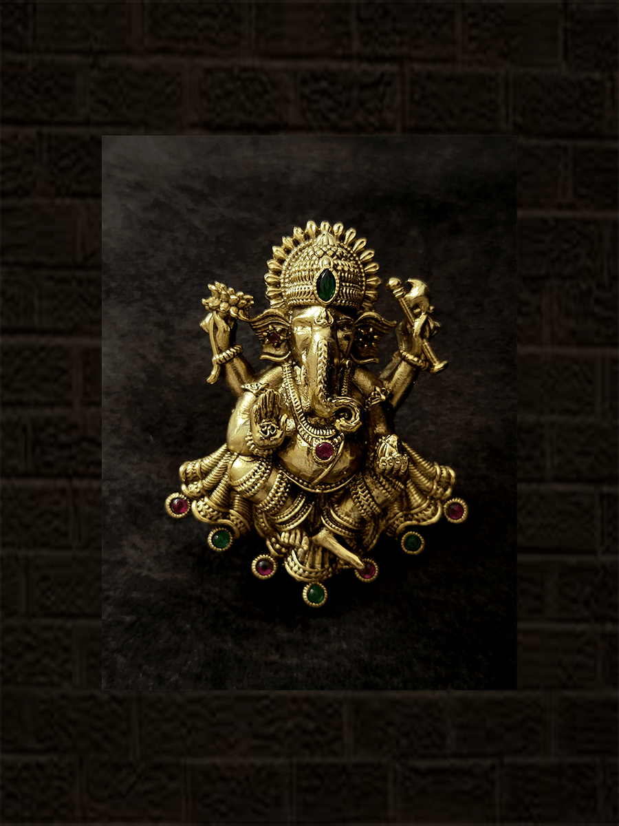 Ganpatiji design adjustable ring - Odara Jewellery