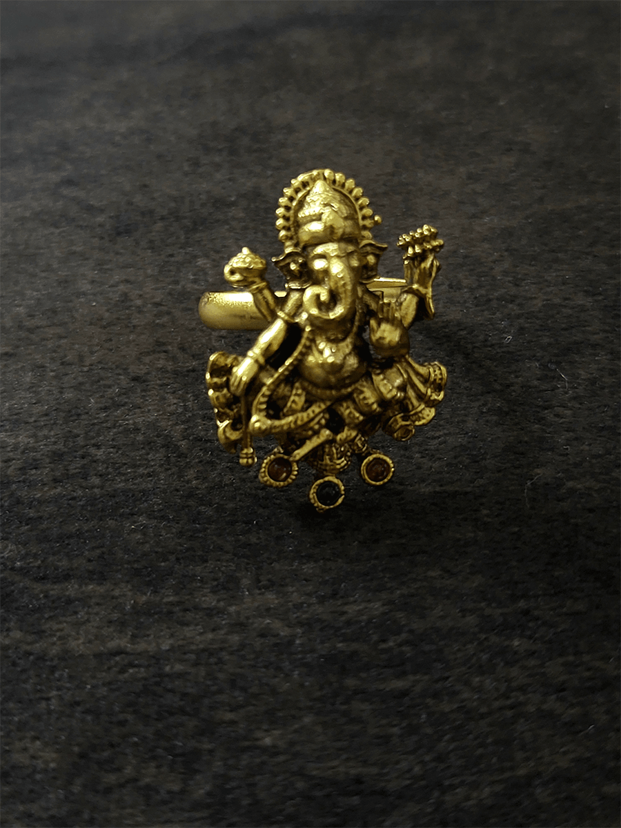 Ganpatiji design adjustable ring - Odara Jewellery