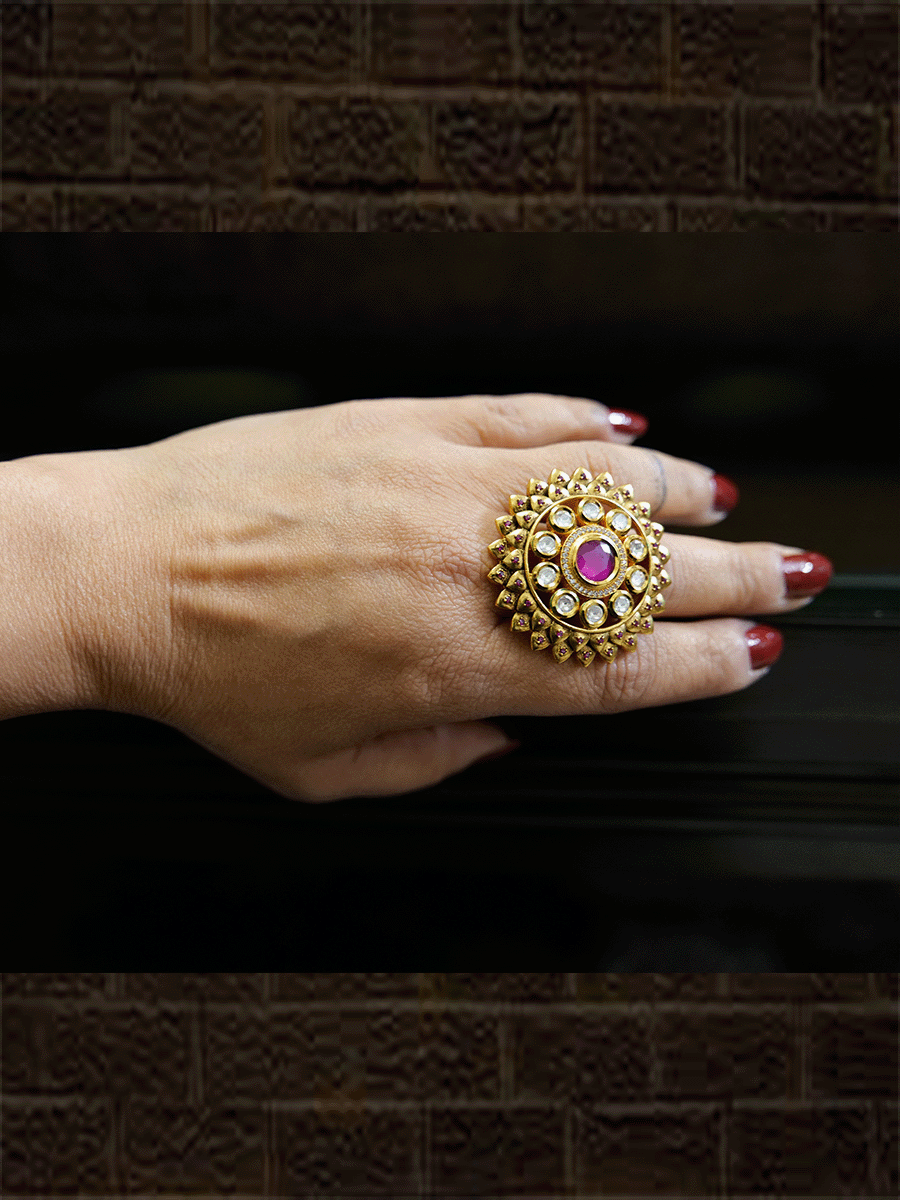 Efulgenz Indian Jewelry Antique Round Faux Pearl Beads Crystal Kundan  Bollywood Adjustable Big Finger Ring for Women, Pink - Walmart.com