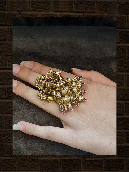 Ganpatiji design adjustable ring - Odara Jewellery