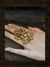 Load image into Gallery viewer, Ganpatiji design adjustable ring - Odara Jewellery