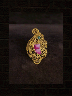 Shankh shaped adjustable ring with intricate design