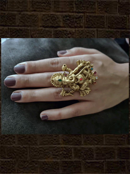 Ganpatiji design adjustable ring - Odara Jewellery