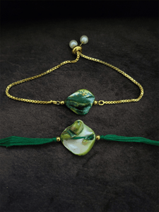 Shell bead bhai bhabhi rakhi set - Odara Jewellery