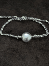 Load image into Gallery viewer, Grey baroque bead rakhi in white grey thread - Odara Jewellery