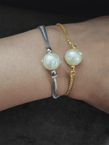 White bead studded with crystal bhai bhabhi rakhi - Odara Jewellery