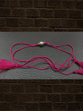 Load image into Gallery viewer, Sterling silver self design round bead rakhi in magenta thread - Odara Jewellery