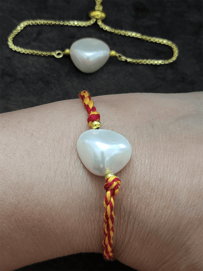 Baroque bead bhai bhabhi rakhi - Odara Jewellery