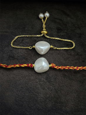 Baroque bead bhai bhabhi rakhi - Odara Jewellery