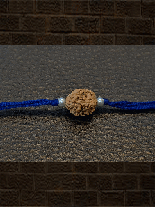 Rudraksh with side pearl rakhi - Odara Jewellery