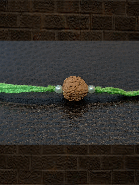 Rudraksh with side pearl rakhi - Odara Jewellery