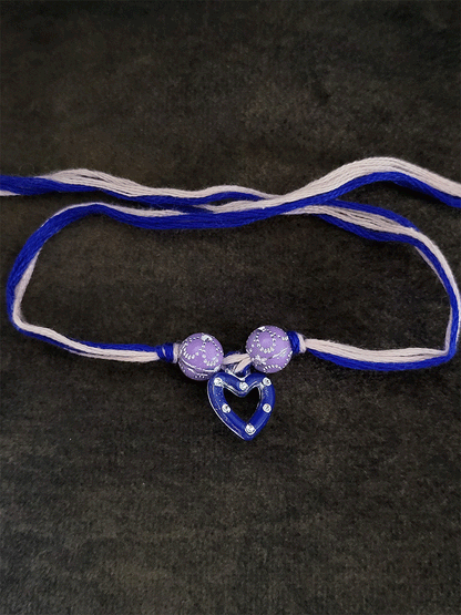 Coloured beads with hanging heart kids rakhi - Odara Jewellery