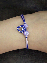 Load image into Gallery viewer, Coloured beads with hanging heart kids rakhi - Odara Jewellery