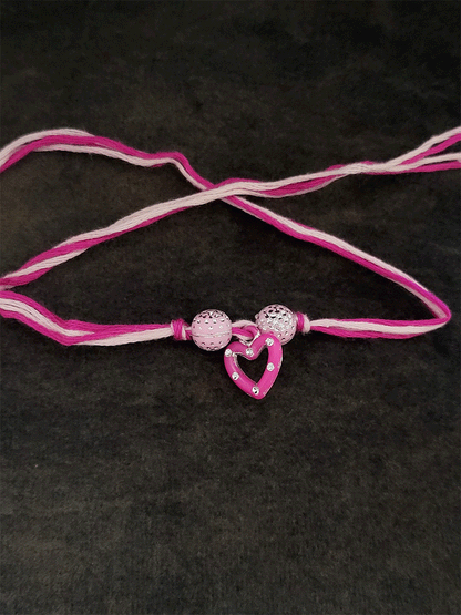 Coloured beads with hanging heart kids rakhi - Odara Jewellery