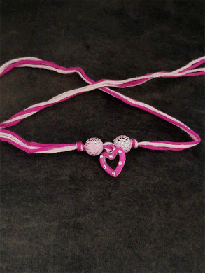 Coloured beads with hanging heart kids rakhi - Odara Jewellery