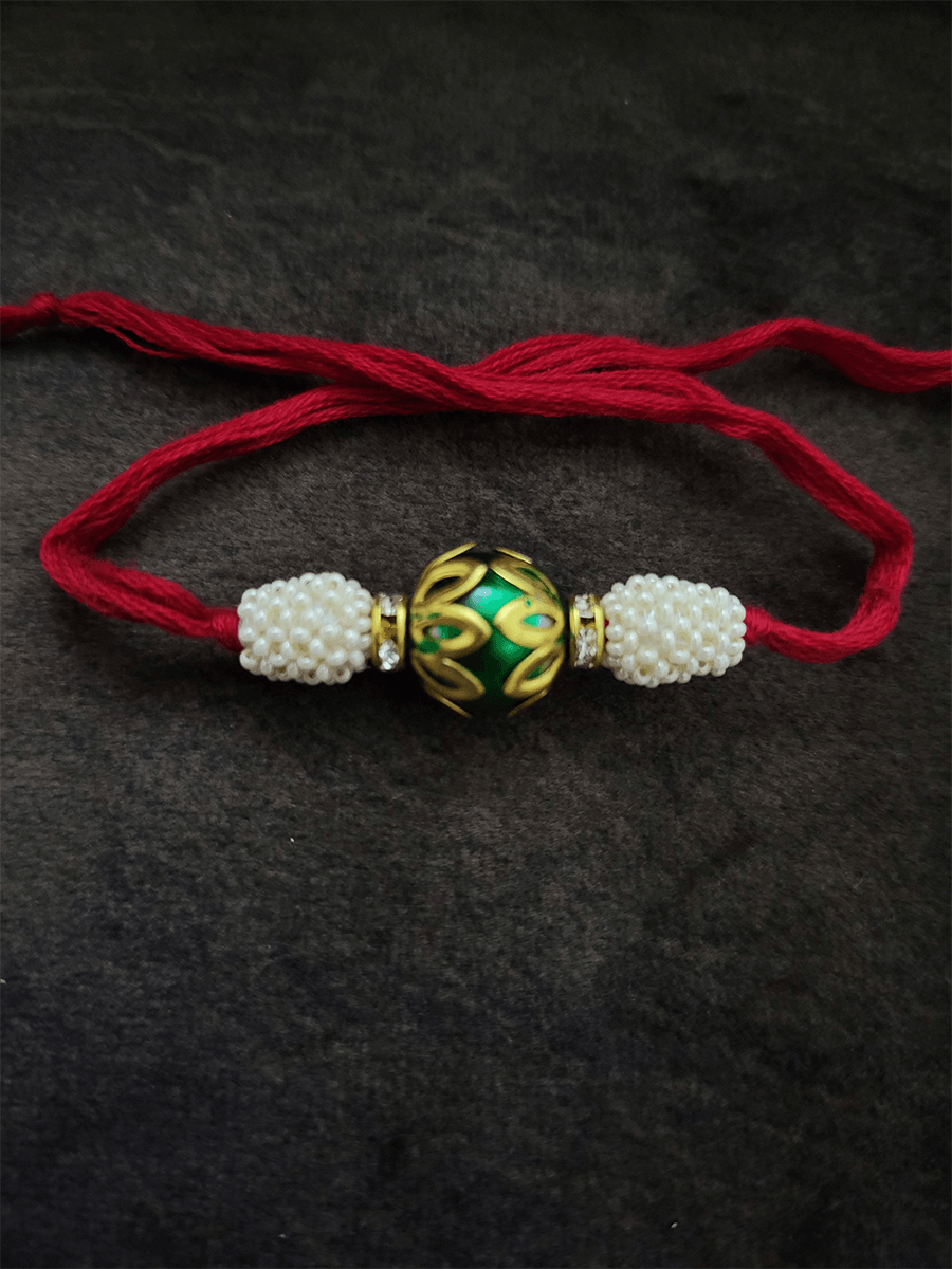 Lotus design on bead rakhi - Odara Jewellery