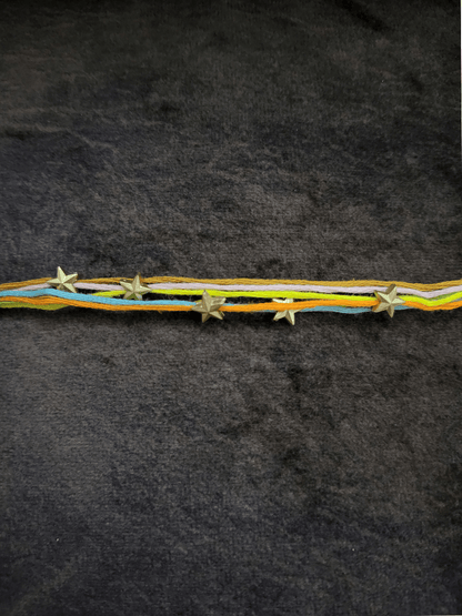 Five stars in multicoloured thread rakhi - Odara Jewellery
