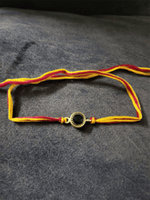 Load image into Gallery viewer, Coloured crystal stone bhai rakhi with mouli - Odara Jewellery