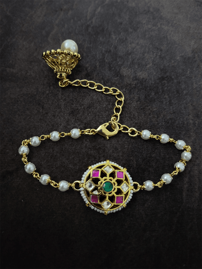 Paachi kundan circular bhabhi rakhi - Odara Jewellery