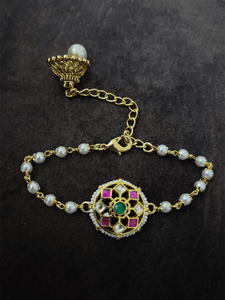 Paachi kundan circular bhabhi rakhi - Odara Jewellery