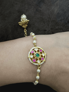 Paachi kundan circular bhabhi rakhi - Odara Jewellery