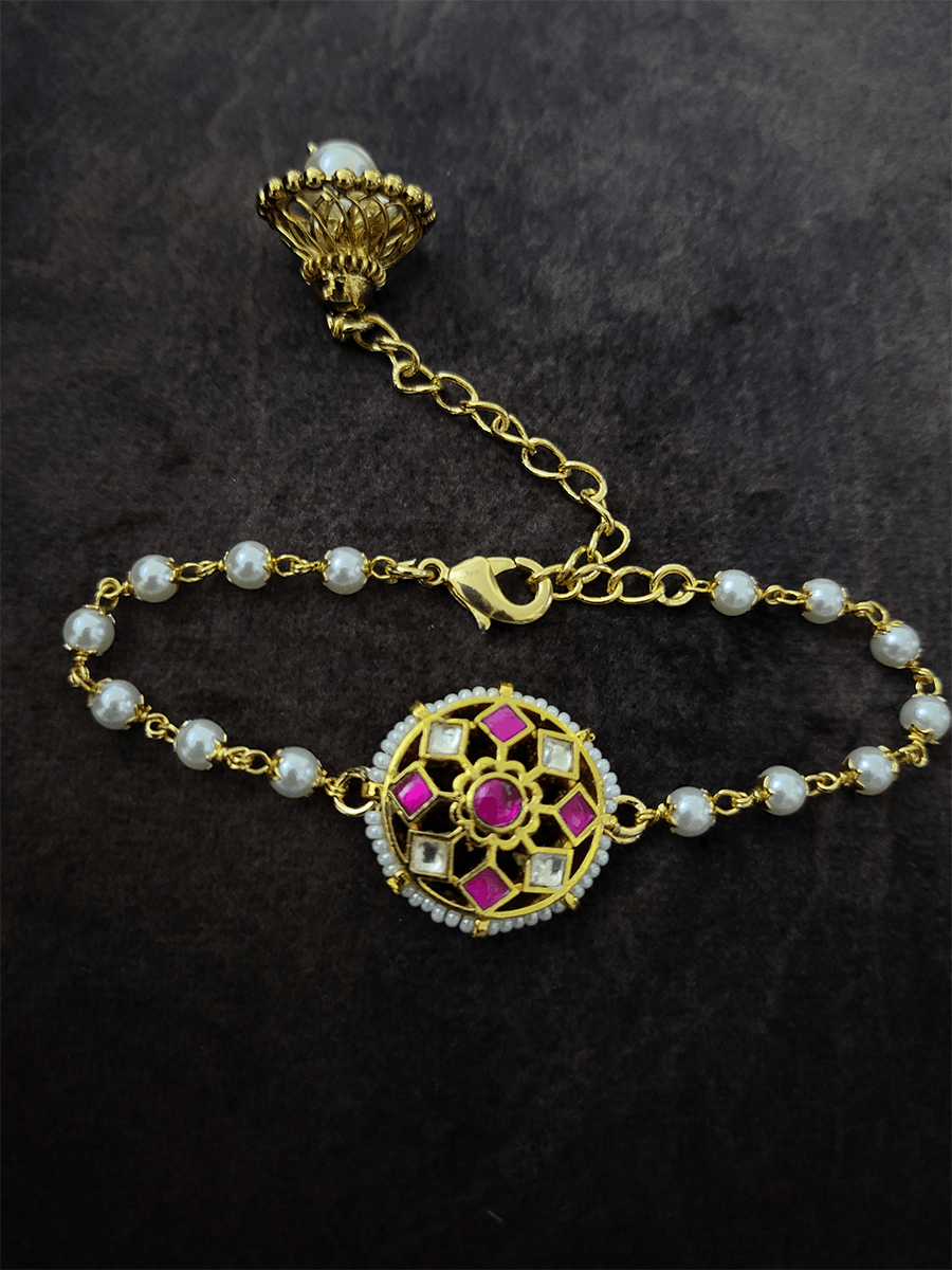 Paachi kundan circular bhabhi rakhi - Odara Jewellery