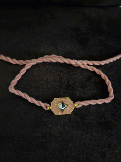 Coloured enamel hexagon shaped rakhi - Odara Jewellery