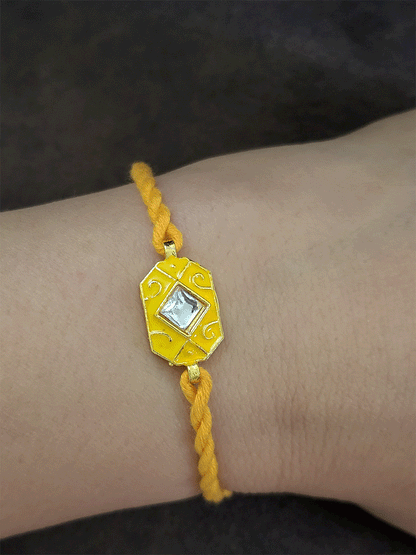 Coloured enamel hexagon shaped rakhi - Odara Jewellery