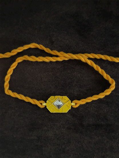 Coloured enamel hexagon shaped rakhi - Odara Jewellery