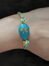 Load image into Gallery viewer, Leaf shaped ferozi brown rakhi with side cluster bead - Odara Jewellery