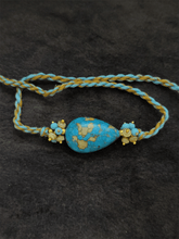 Load image into Gallery viewer, Leaf shaped ferozi brown rakhi with side cluster bead - Odara Jewellery