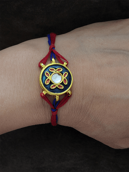 Enamel work circular tukdi rakhi - Odara Jewellery