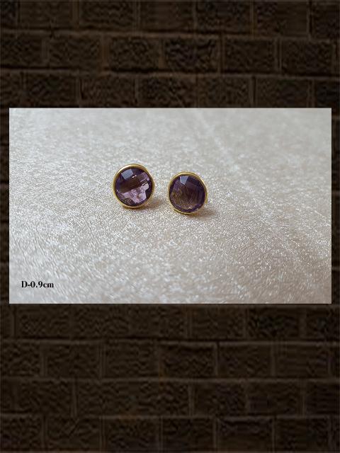 Smoky checker amethyst.....semi precious stone sterling silver studs