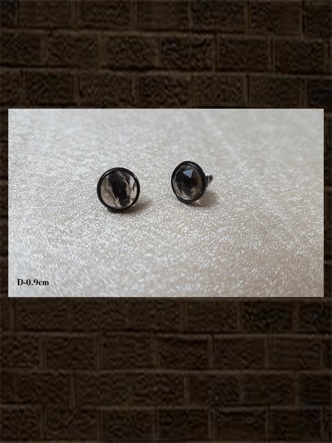 Smoky black checker with black polish...semi precious stone sterling silver studs