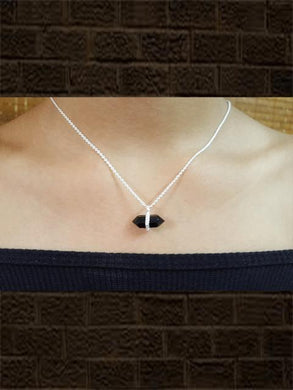 Sterling silver Black onyx faceted pendant with studded zircon with chain
