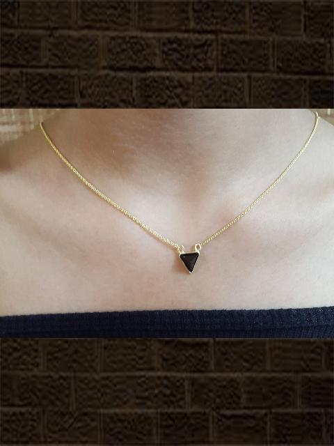 Sterling silver black onyx pyramid pendant with chain
