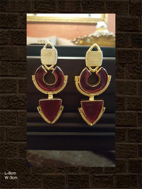 Stylish red stone earrings