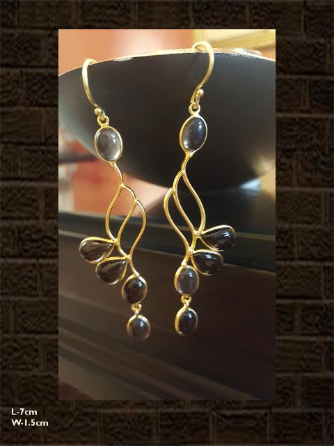 Danglers with smoky cabushion(stones are semi precious)